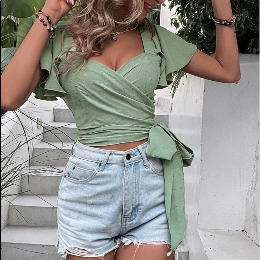 green wrap around top